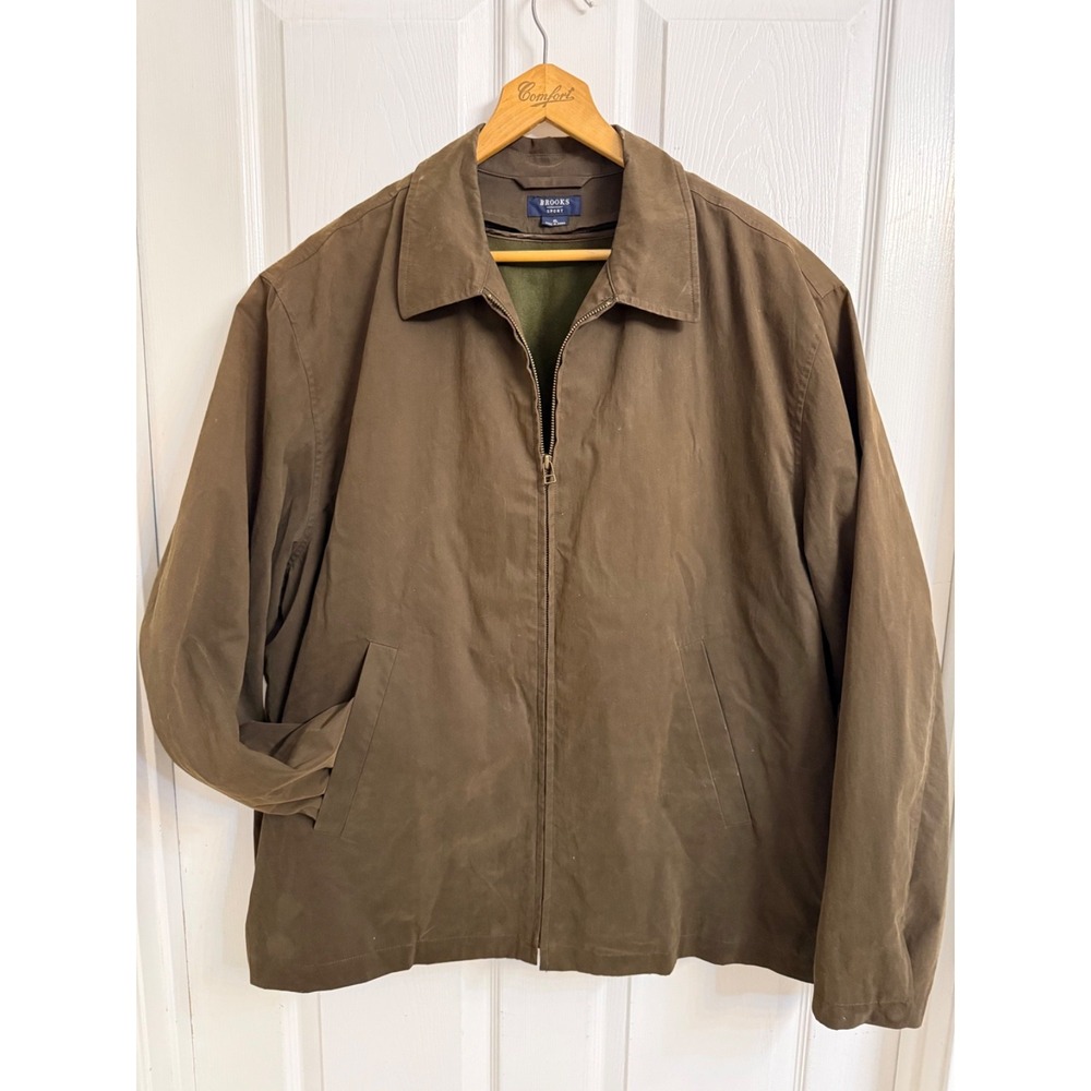 Brooks Sport Harrington Jacket Wool Removable Liner Microsuede Feel Green Men XL